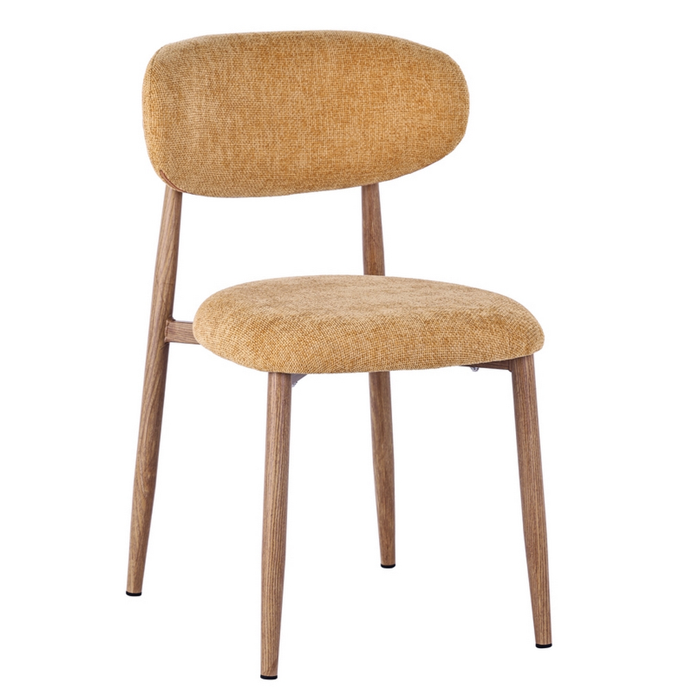 CHAISE COPENHAGUE PIEDS METAL EFFET BOIS ASSISE TISSU MOUTARDE 55 X 80 X 52 CM - Photo N°1