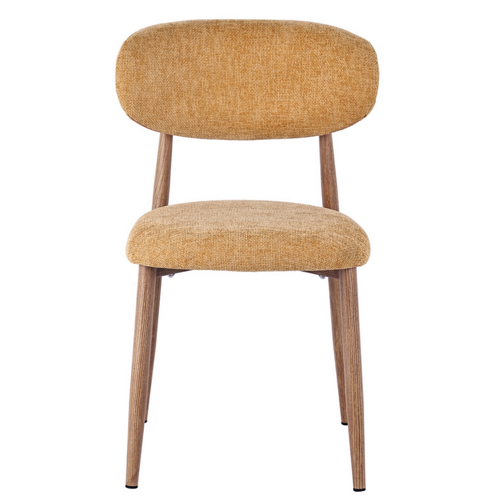 CHAISE COPENHAGUE PIEDS METAL EFFET BOIS ASSISE TISSU MOUTARDE 55 X 80 X 52 CM - Photo N°5