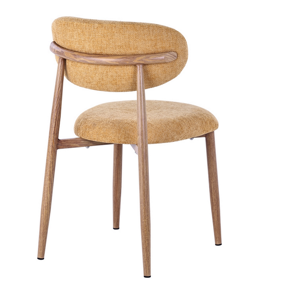 CHAISE COPENHAGUE PIEDS METAL EFFET BOIS ASSISE TISSU MOUTARDE 55 X 80 X 52 CM - Photo N°3