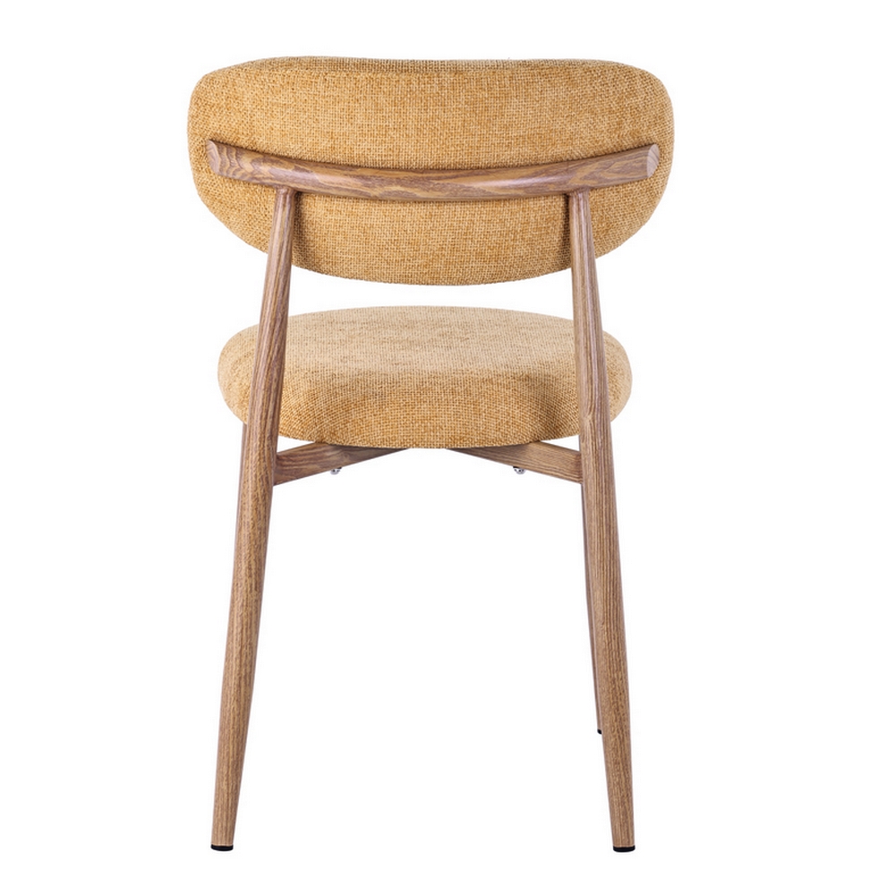 CHAISE COPENHAGUE PIEDS METAL EFFET BOIS ASSISE TISSU MOUTARDE 55 X 80 X 52 CM - Photo N°2