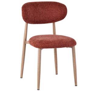 CHAISE COPENHAGUE PIEDS METAL EFFET BOIS ASSISE TISSU TERRACOTTA 55 X 80 X 52 CM