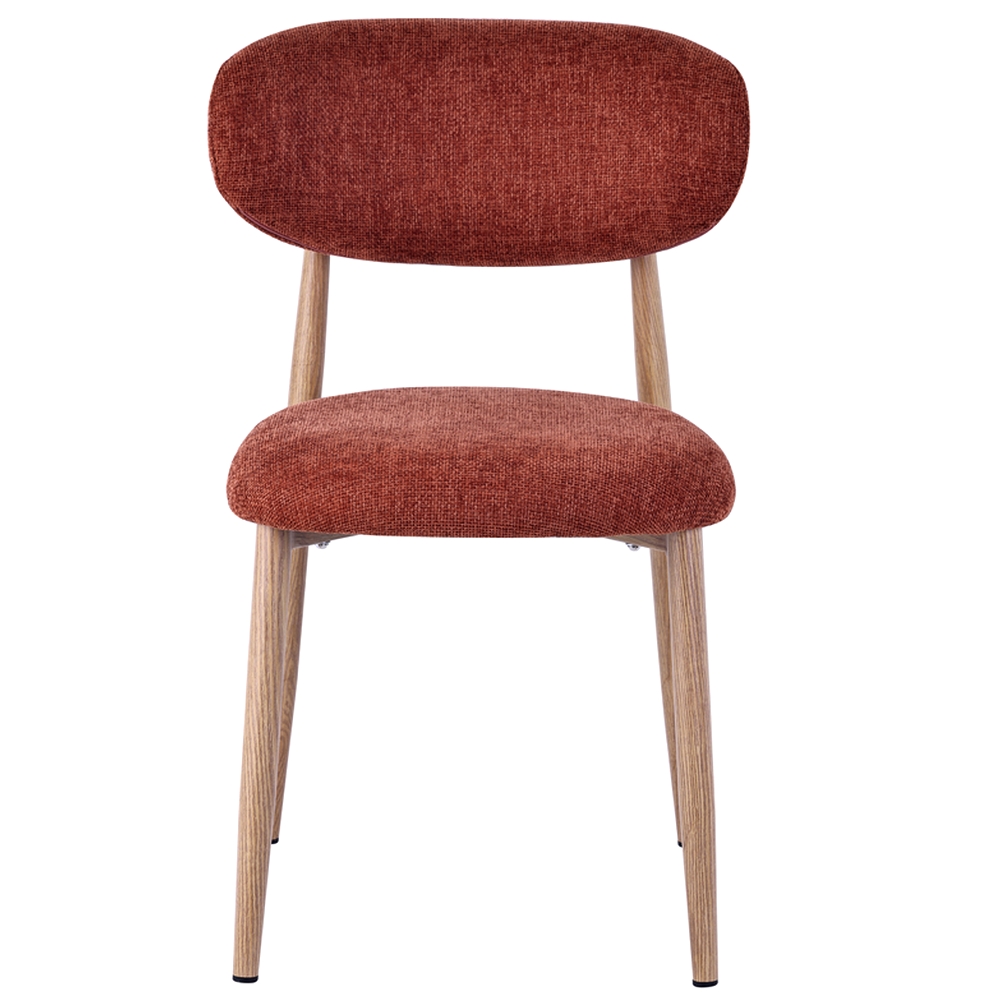 CHAISE COPENHAGUE PIEDS METAL EFFET BOIS ASSISE TISSU TERRACOTTA 55 X 80 X 52 CM - Photo N°6