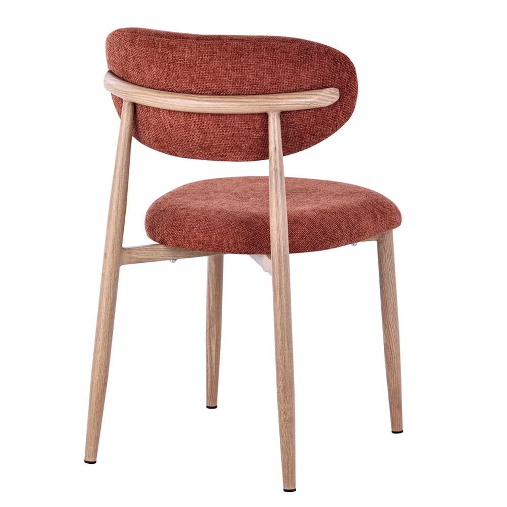 CHAISE COPENHAGUE PIEDS METAL EFFET BOIS ASSISE TISSU TERRACOTTA 55 X 80 X 52 CM - Photo N°4