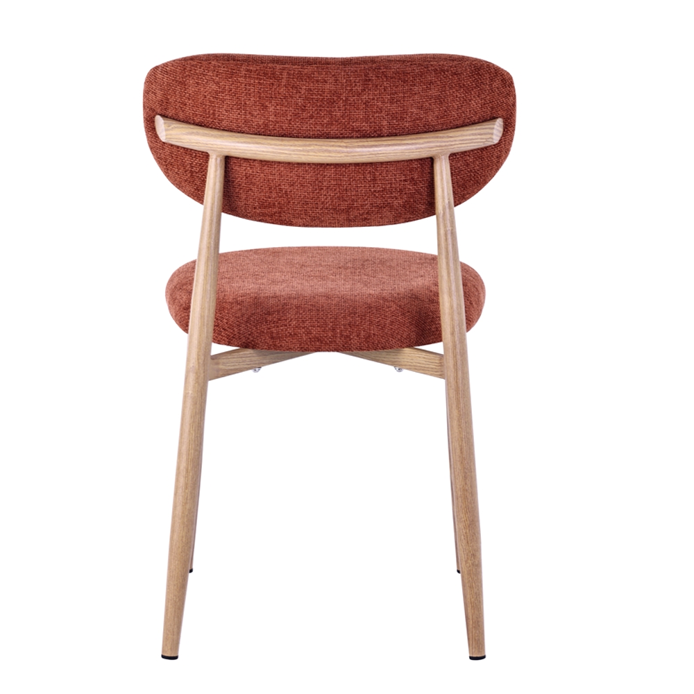 CHAISE COPENHAGUE PIEDS METAL EFFET BOIS ASSISE TISSU TERRACOTTA 55 X 80 X 52 CM - Photo N°3