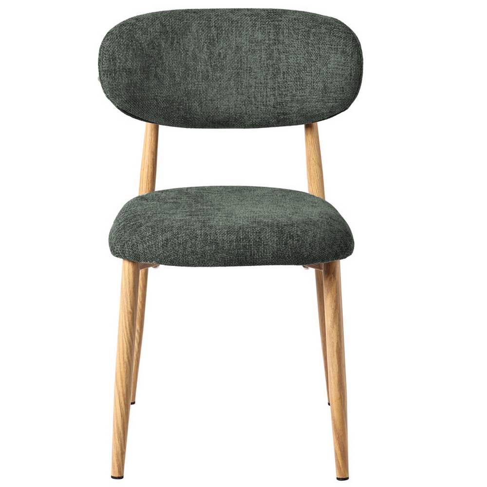 CHAISE COPENHAGUE PIEDS METAL EFFET BOIS ASSISE TISSU VERT KAKI 55 X 80 X 52 CM - Photo N°5