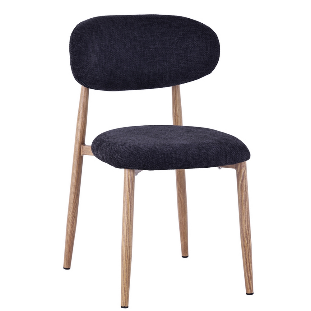 CHAISE COPENHAGUE PIEDS METAL EFFET BOIS ASSISE TISSU NOIR 55 X 80 X 52 CM - Photo N°1