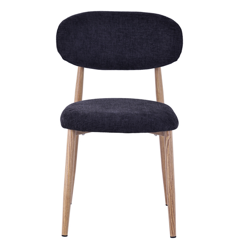 CHAISE COPENHAGUE PIEDS METAL EFFET BOIS ASSISE TISSU NOIR 55 X 80 X 52 CM - Photo N°5