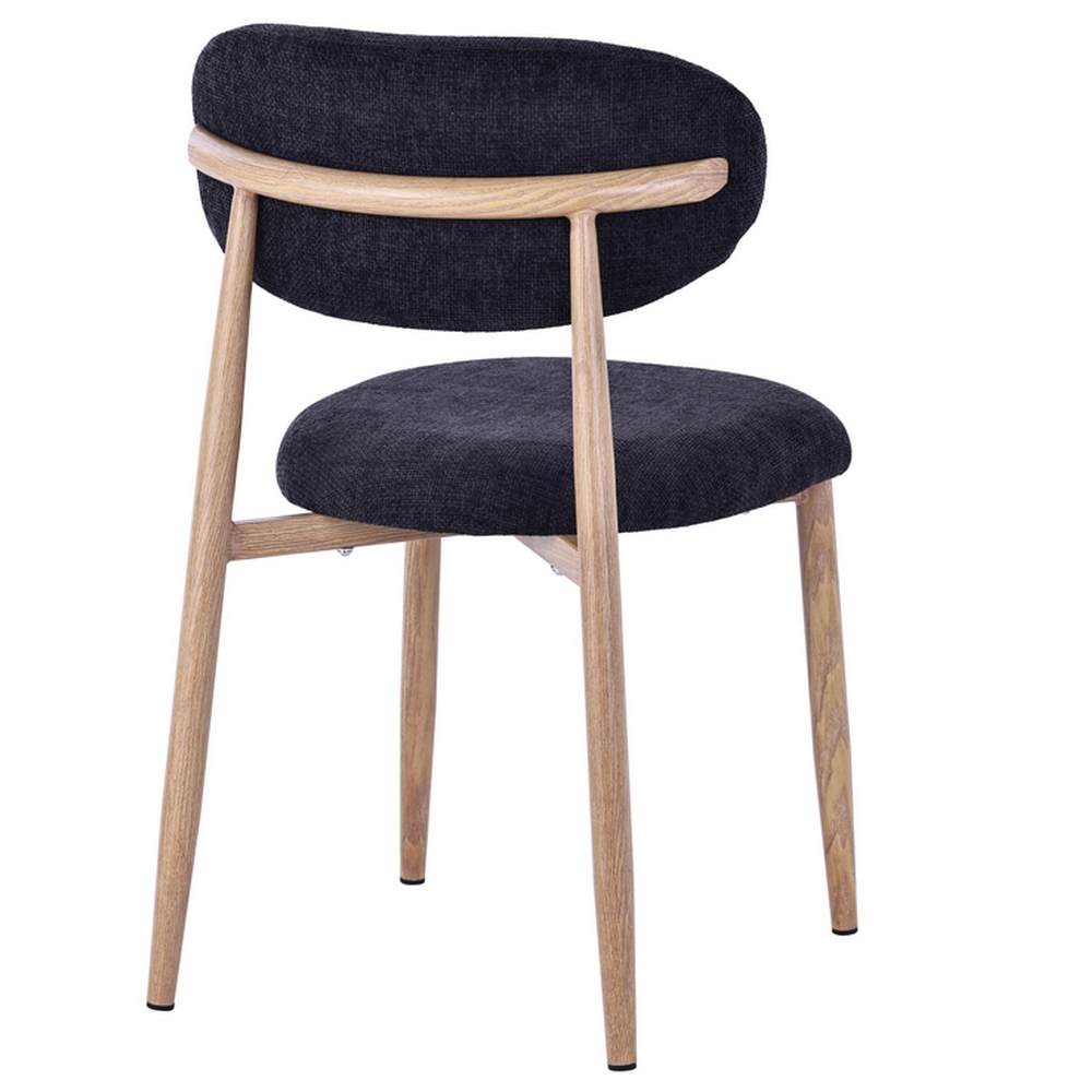 CHAISE COPENHAGUE PIEDS METAL EFFET BOIS ASSISE TISSU NOIR 55 X 80 X 52 CM - Photo N°3