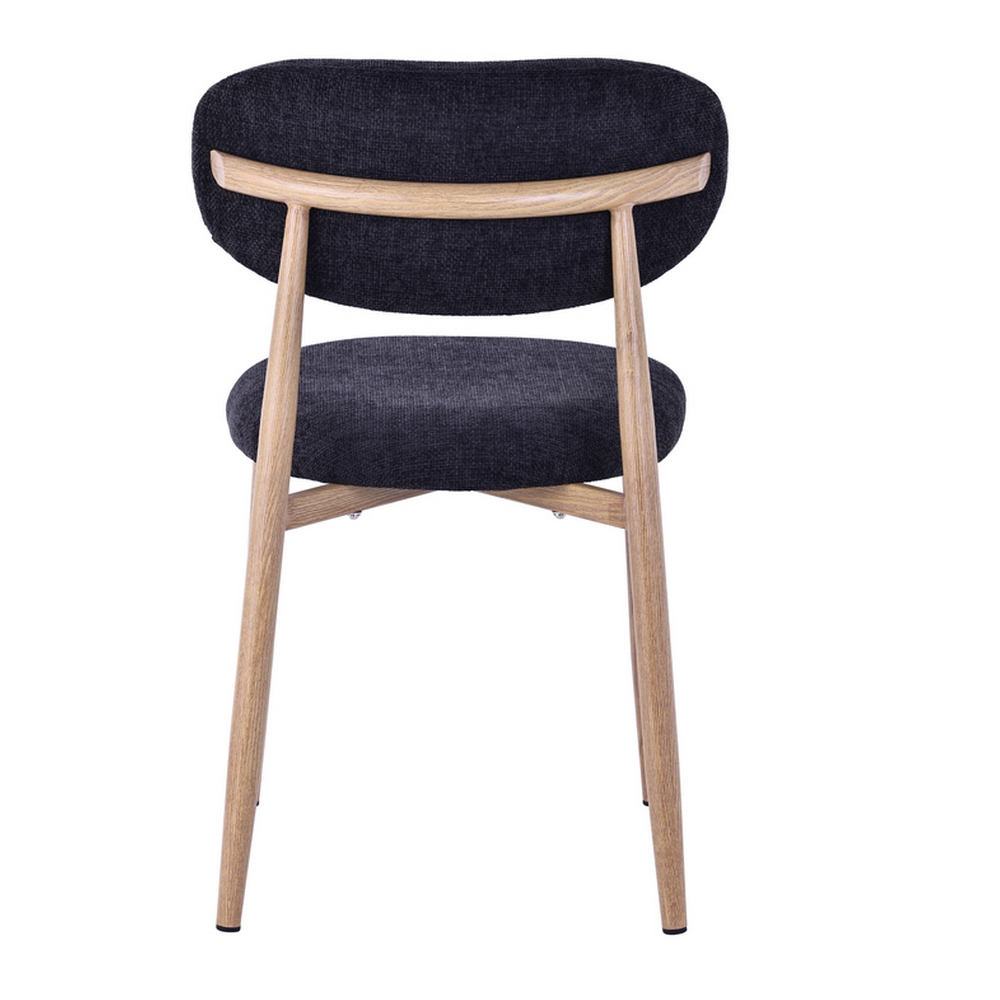 CHAISE COPENHAGUE PIEDS METAL EFFET BOIS ASSISE TISSU NOIR 55 X 80 X 52 CM - Photo N°2