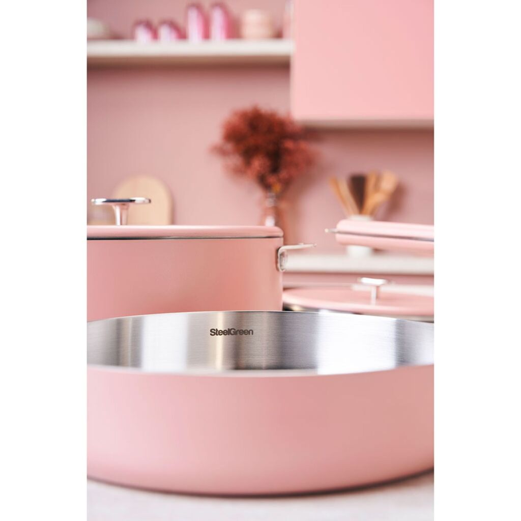 LA MERVEILLEUSE POELE INOX 24 CM COULEUR ROSE GUIMAUVE - Photo N°5