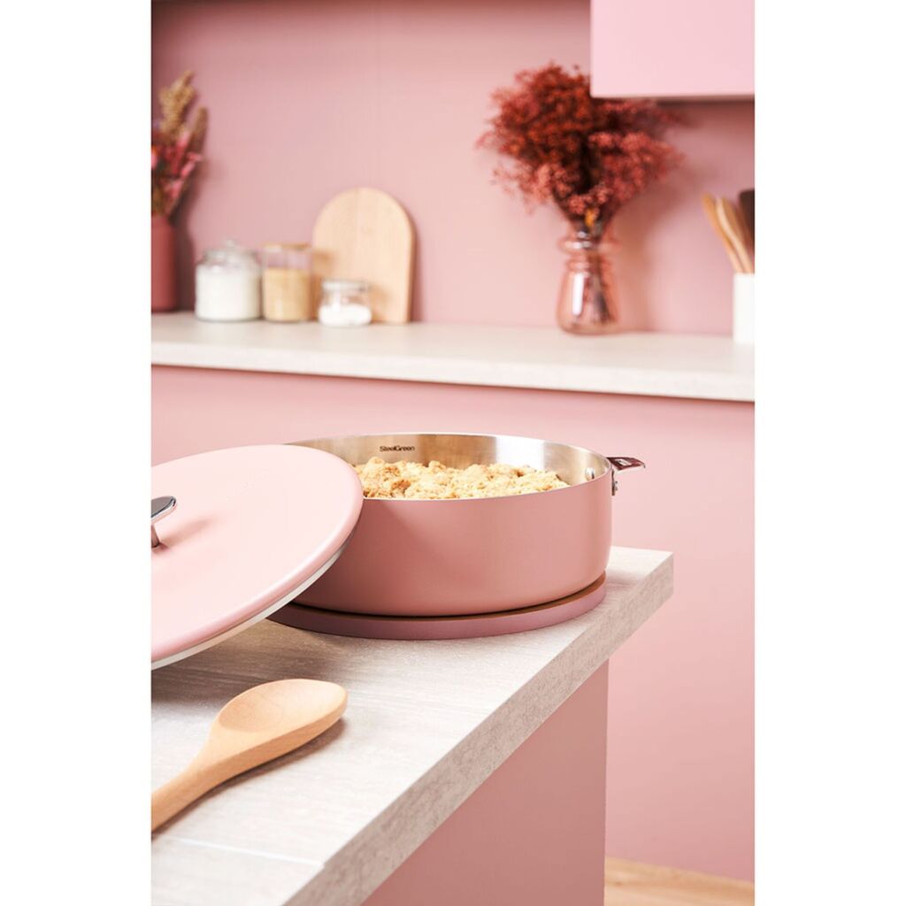LA MERVEILLEUSE POELE INOX 24 CM COULEUR ROSE GUIMAUVE - Photo N°3