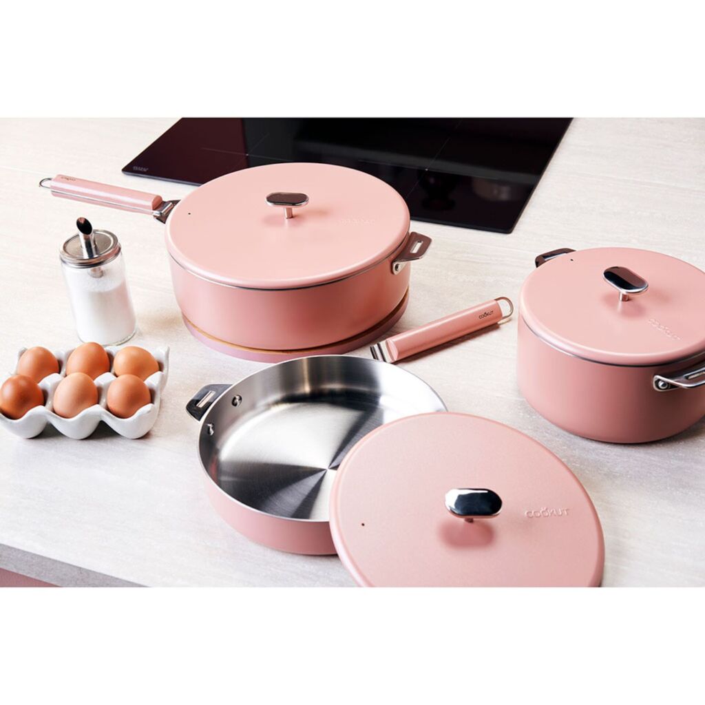 LA MERVEILLEUSE CASSEROLE COCOTTE INOX 20 CM COULEUR ROSE GUIMAUVE - Photo N°3