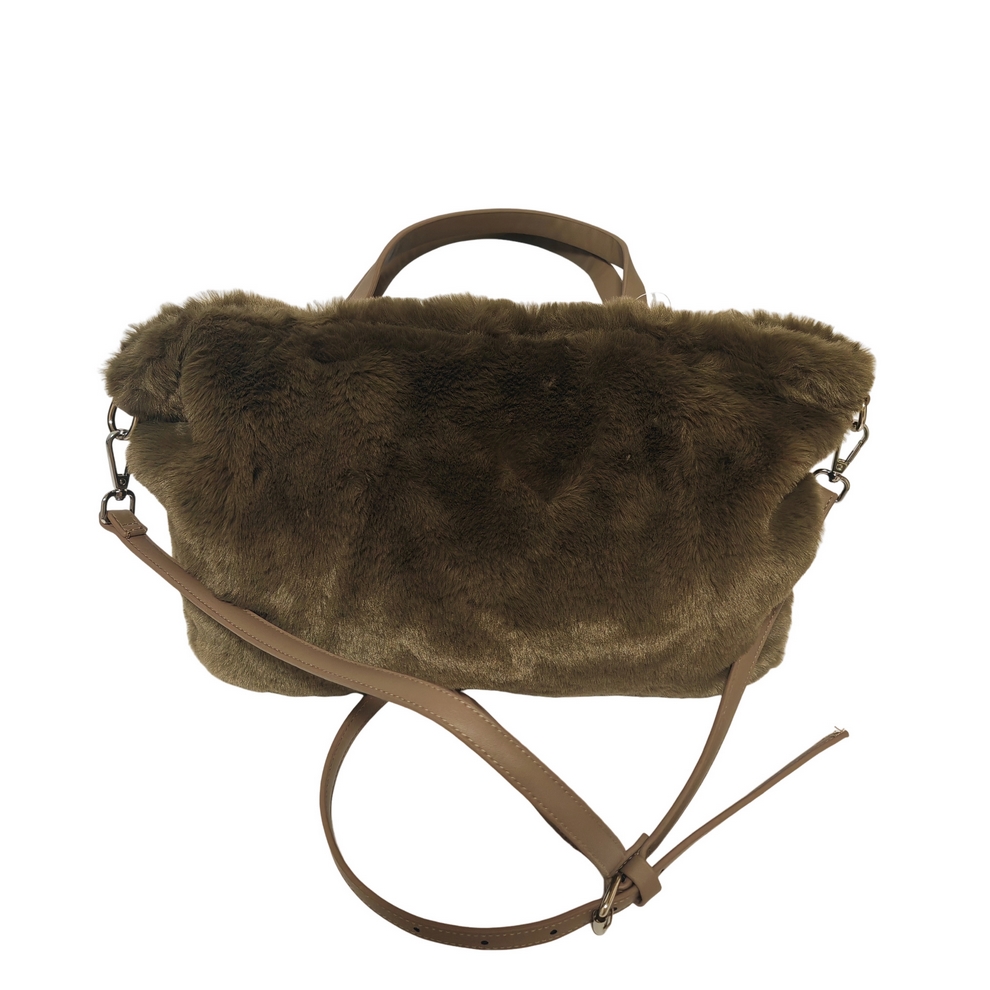 SAC FAUSSE FOURRURE GREIGE DEUX ANSES ET LANIERE 33 X 25 X 13 CM - Photo N°1