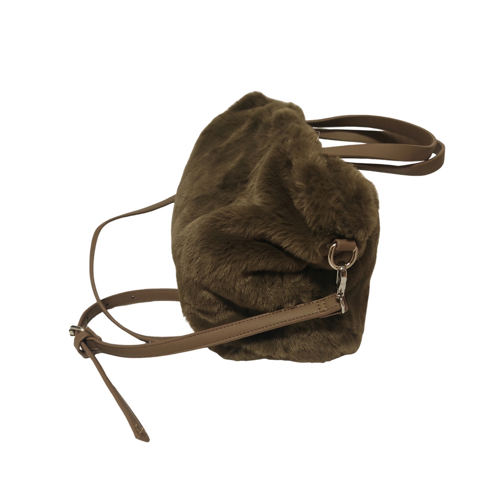 SAC FAUSSE FOURRURE GREIGE DEUX ANSES ET LANIERE 33 X 25 X 13 CM - Photo N°4