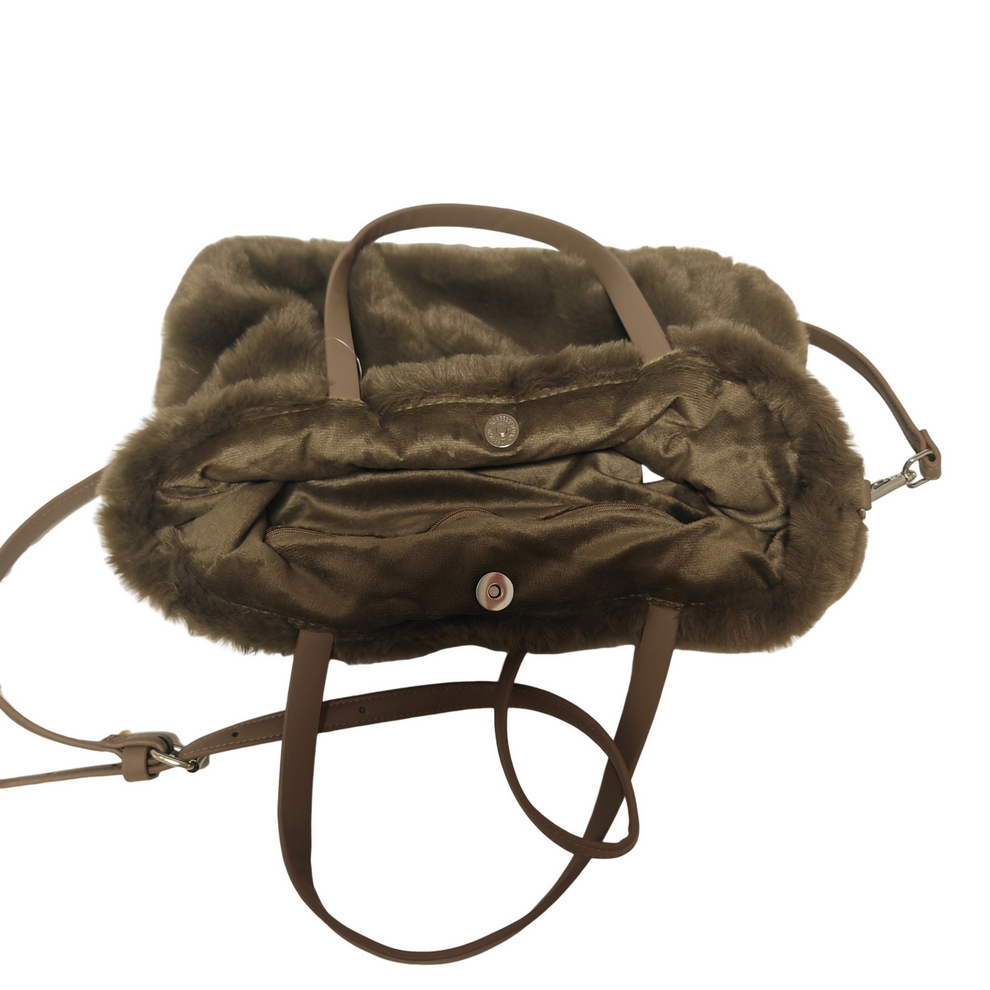 SAC FAUSSE FOURRURE GREIGE DEUX ANSES ET LANIERE 33 X 25 X 13 CM - Photo N°2