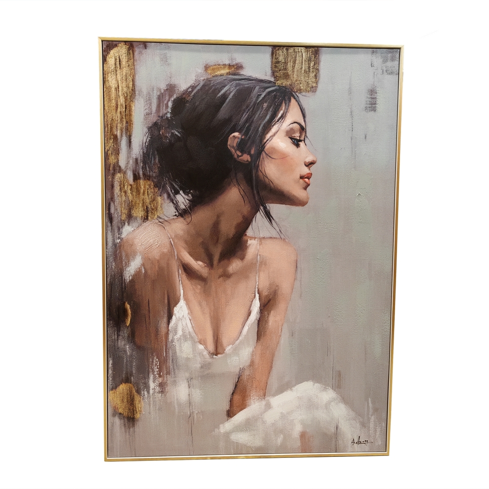 PEINTURE PORTRAIT FEMME EN BLANC 70 X 100 X 3.8 CM - Photo N°4