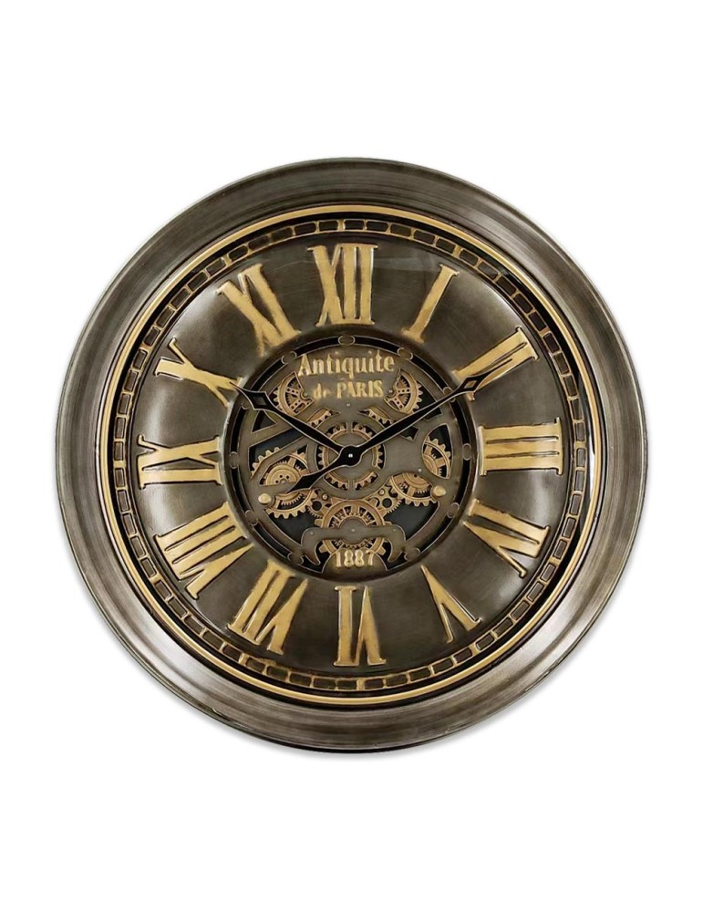 HORLOGE METAL BRONZE AVEC MECANISME TOURNANT 100 X 13.5 X 100 CM - Photo N°1