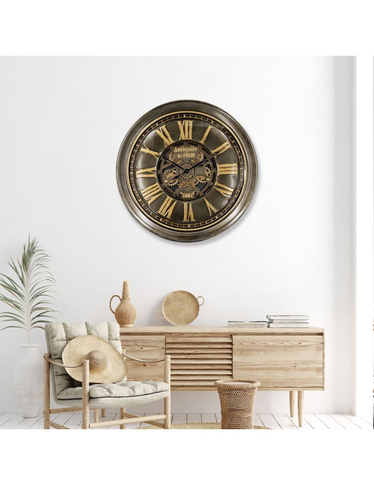 HORLOGE METAL BRONZE AVEC MECANISME TOURNANT 100 X 13.5 X 100 CM - Photo N°2