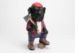 CHIEN BUCHERON QUEBECOIS EN RESINE
