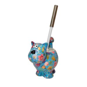 PORTE BROSSE WC CHIEN POMME PIDOU BLEU ET FLEURS
