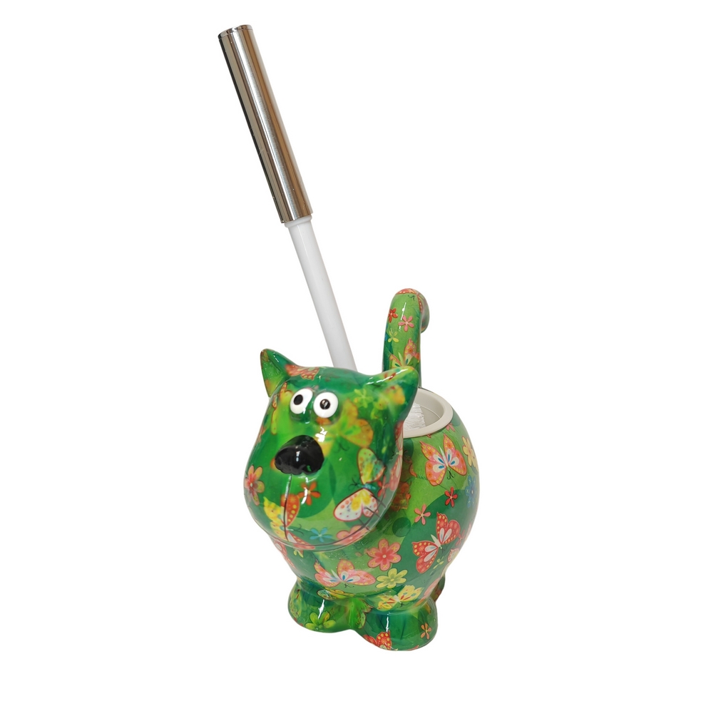 PORTE BROSSE WC CHIEN POMME PIDOU VERT ET PAPILLON - Photo N°1