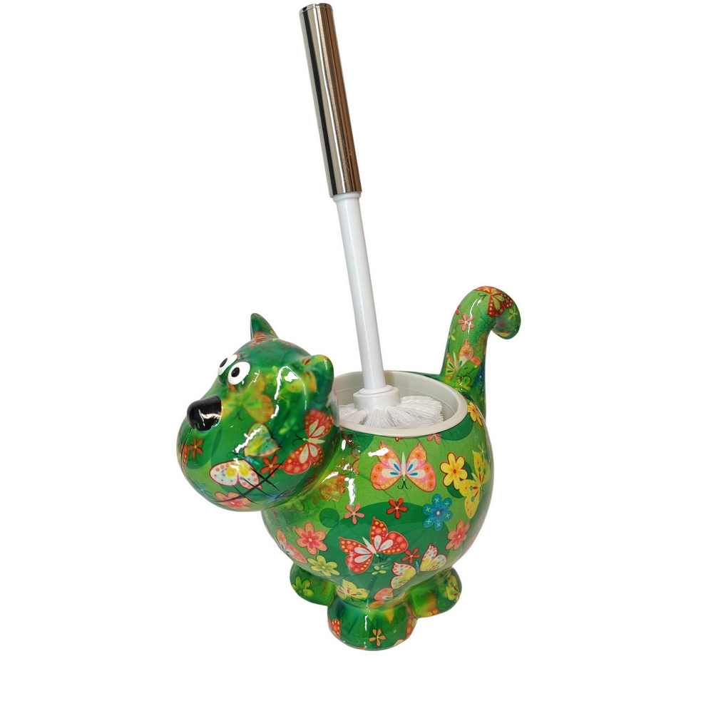 PORTE BROSSE WC CHIEN POMME PIDOU VERT ET PAPILLON - Photo N°3