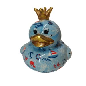 TIRELIRE CANARD DUCKY POMME PIDOU BLEUE ET DECORS MARIN