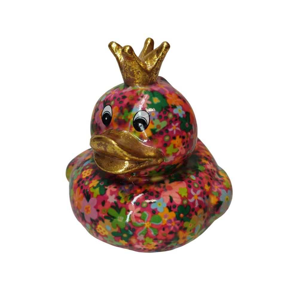 TIRELIRE CANARD DUCKY POMME PIDOU ROSE ET PETITE FLEURS - Photo N°1