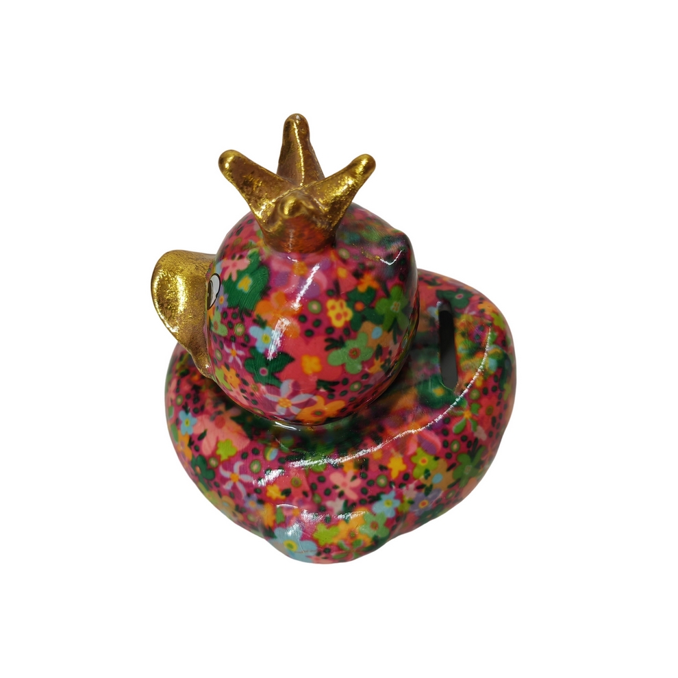 TIRELIRE CANARD DUCKY POMME PIDOU ROSE ET PETITE FLEURS - Photo N°3