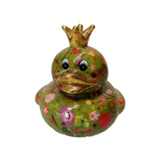 TIRELIRE CANARD DUCKY POMME PIDOU VERTE ET FLEURS