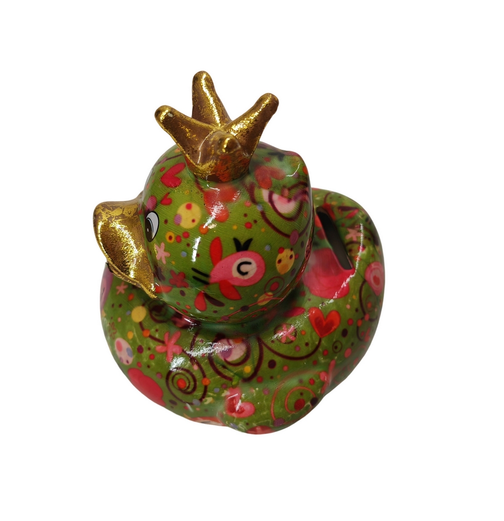 TIRELIRE CANARD DUCKY POMME PIDOU VERTE ET FLEURS - Photo N°3