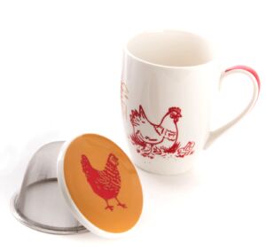 MUG TISANIERE PORCELAINE COLLECTION MAGGIE ROUGE ET MARRON  8 X 12 X 12 CM