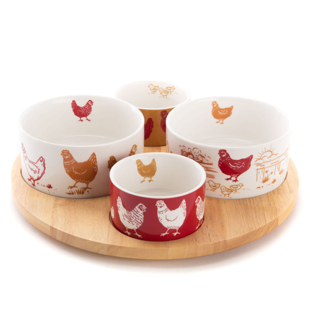 COFFRET PLATEAU TOURNANT 4 BOLS MAGGIE   8 X 31 X 31 CM - Photo N°1