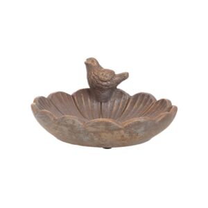 BAIN A OISEAUX VEGETAL EN CIMENT FINITION CUIVRE 21 X 9 X 20 CM