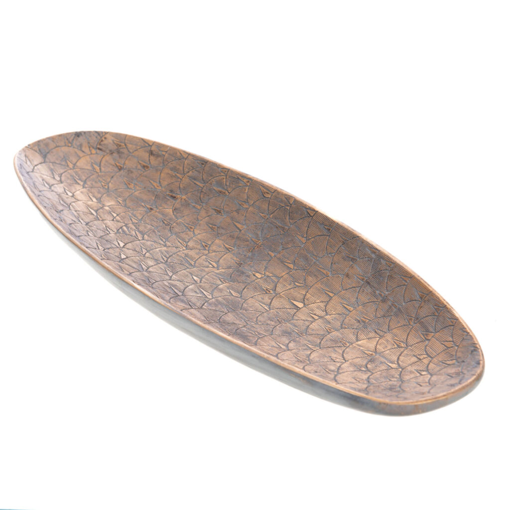 COUPE CENTRE DE TABLE EN RESINE  DORE 53 X 5 X 18 CM - Photo N°1