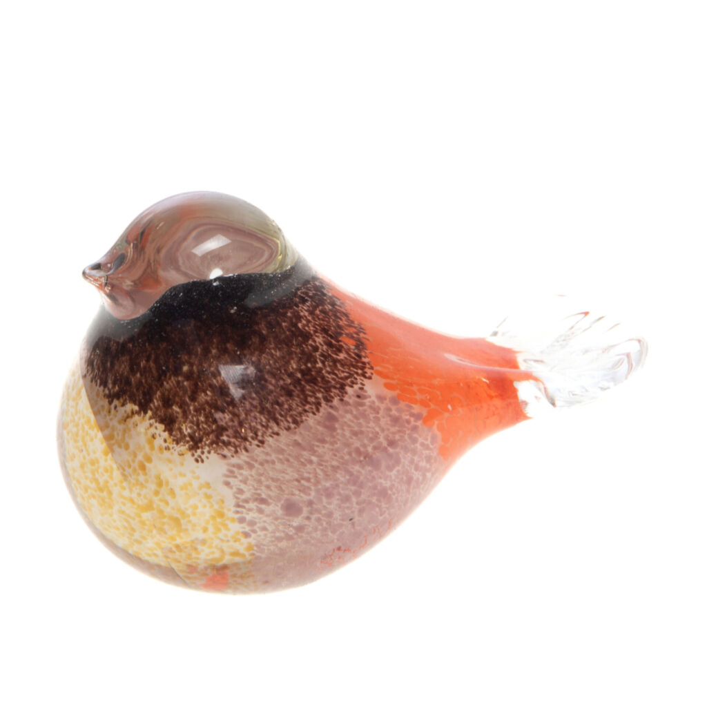 OISEAU REMI SULFURE MARRON, ORANGE ET JAUNE 8 x 6 x 12 cm - Photo N°1