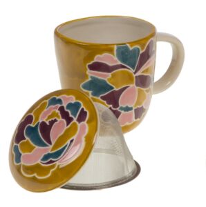 MUG TISANIERE PORCELAINE COLLECTION PAULA MOUTARDE  11 X 13 X 11 CM 320 ML