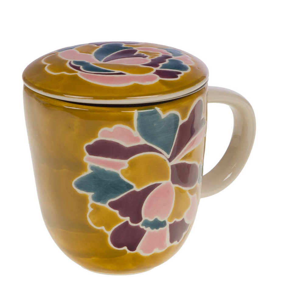 MUG TISANIERE PORCELAINE COLLECTION PAULA MOUTARDE  11 X 13 X 11 CM 320 ML - Photo N°2