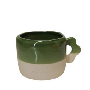 MUG HAWA PORCELAINE VERT ET SABLE 9 X 7 CM