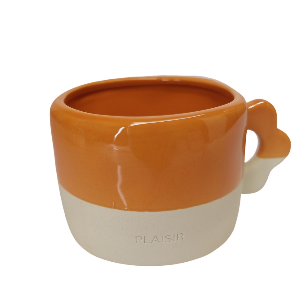 MUG HAWA PORCELAINE CARAMEL ET SABLE 9 X 7 CM - Photo N°1