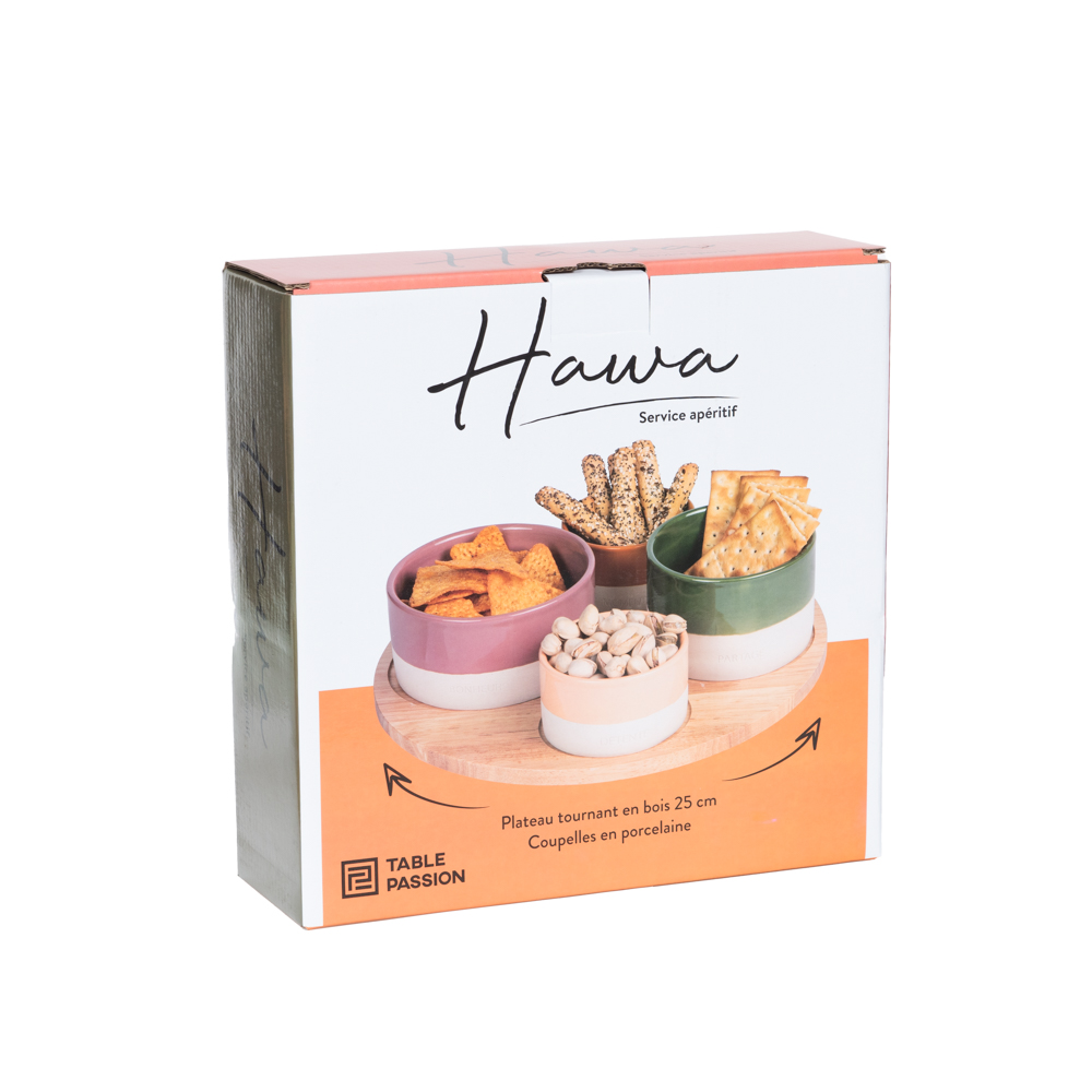 SERVICE APERITIF HAWA 4 PIECES PLATEAU TOURNANT 30 CM - Photo N°3