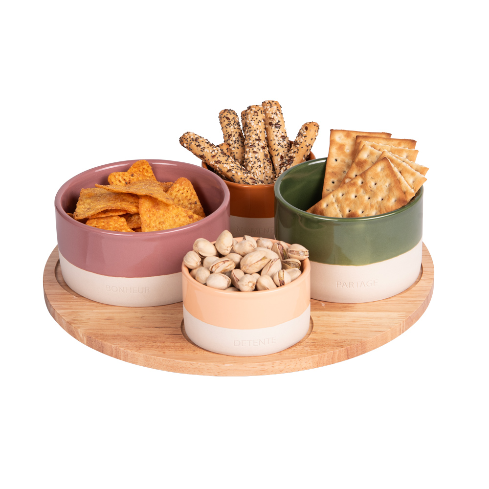 SERVICE APERITIF HAWA 4 PIECES PLATEAU TOURNANT 30 CM - Photo N°1