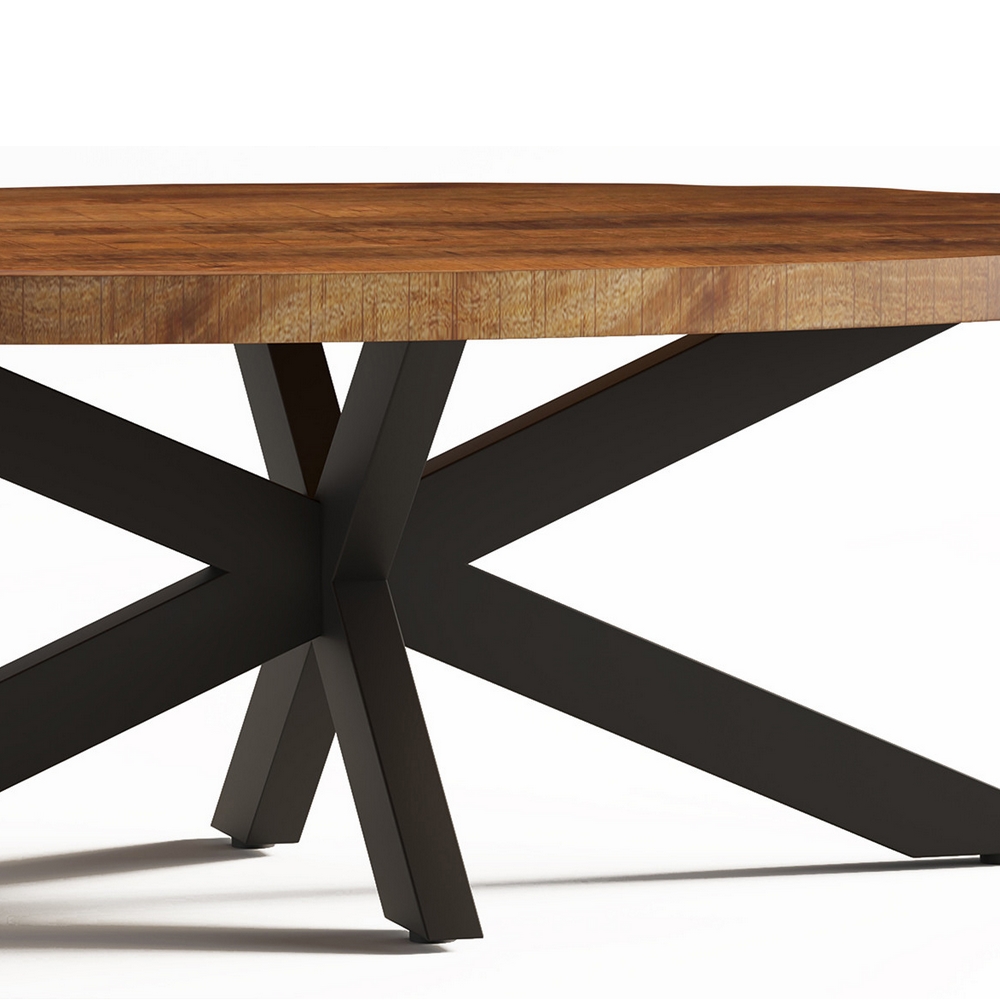 TABLE DE SALON OVALE MANGUIER PIED METAL NOIR 130 X 45 X 70 CM - Photo N°4