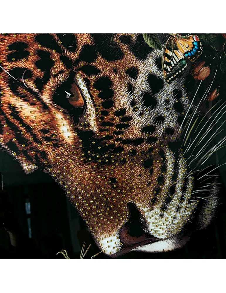IMPRESSION LIQUID ART LEOPARD ET PAPILLONS 80 X 120 CM - Photo N°4