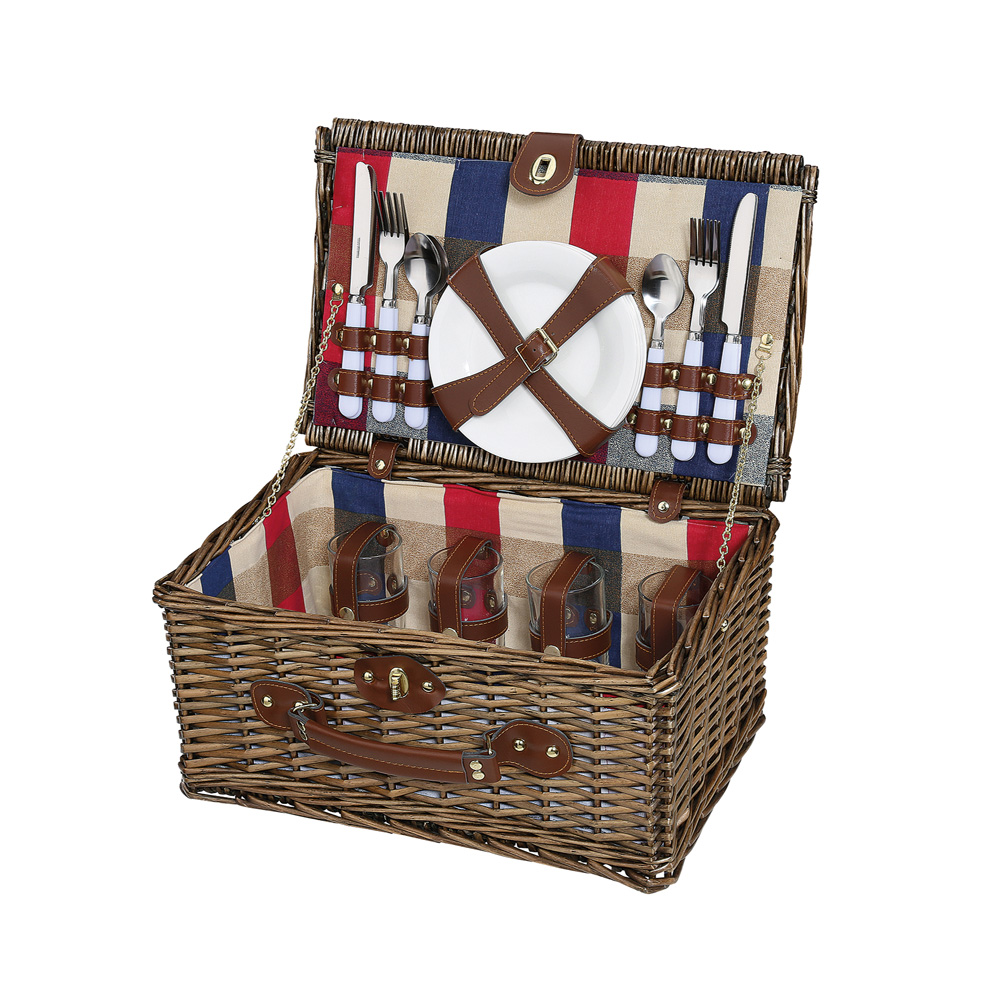 PANIER PIQUE NIQUE LENNO BRUN 42 X 28 H 20 CM EN SAULE - Photo N°1