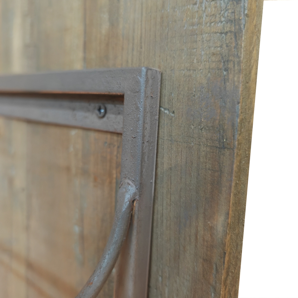 PORTE BOUTEILLES COLONNE MURAL X 5 METAL ET BOIS VIEILLI 25 X 90 X 12 CM - Photo N°5