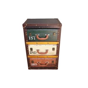 MEUBLE VALISE POUR RANGEMENT 3 TIROIRS MULTICOLORE 40 X 63 X 31 CM