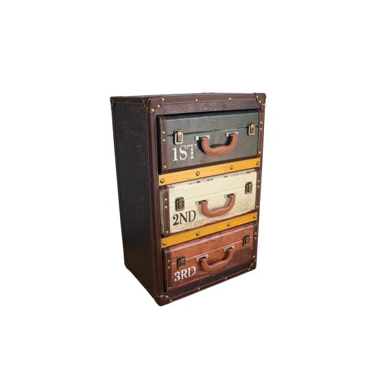 MEUBLE VALISE POUR RANGEMENT 3 TIROIRS MULTICOLORE 40 X 63 X 31 CM - Photo N°3