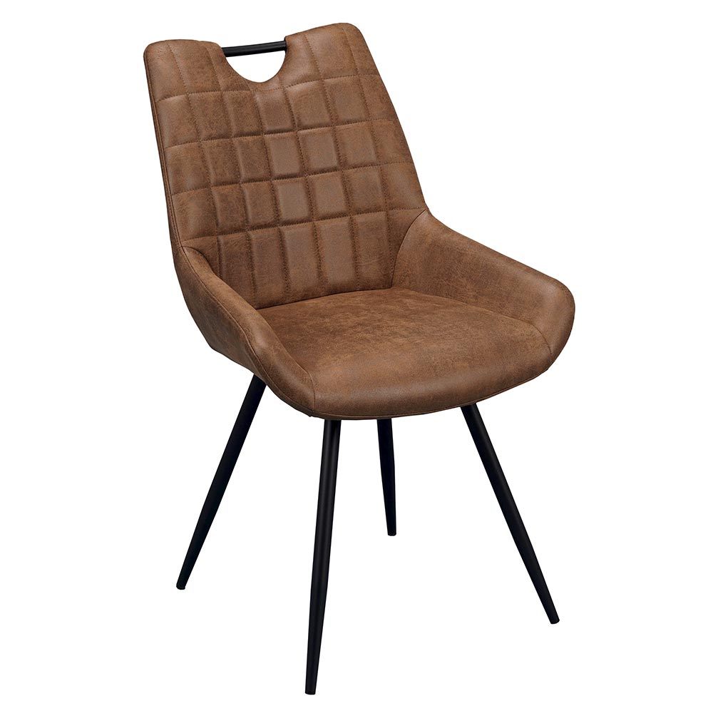 CHAISE DINA MICROFIBRE PIEDS NOIR METAL TISSU MARRON 56 X 86 X 59.5 CM - Photo N°1