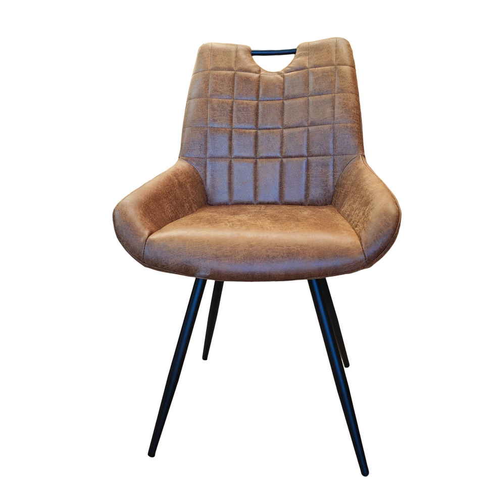 CHAISE DINA MICROFIBRE PIEDS NOIR METAL TISSU MARRON 56 X 86 X 59.5 CM - Photo N°6